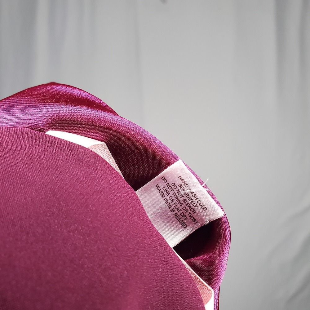 Vtg Victorias Secret Burgundy Satin Slip Dress Large V-Neck Lace 00s Y2K - Picture 8 of 9